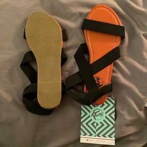 Trary Womens Sandals, Flat, Cute, Wide Width, Open Toe Elastic, Summer Sandals 7
